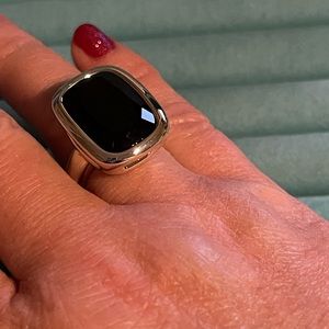 Black Onyx Bold Cocktail Silver Lite weight Ring